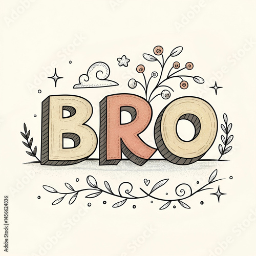 hand drawn bro lettering design