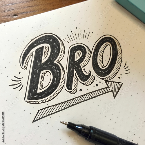 hand drawn bro lettering design