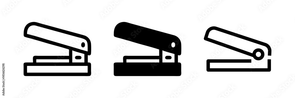 Vector icon set featuring staplers, perfect for office and stationery designs. Vector icon set featuring staplers, perfect for office and stationery designs.