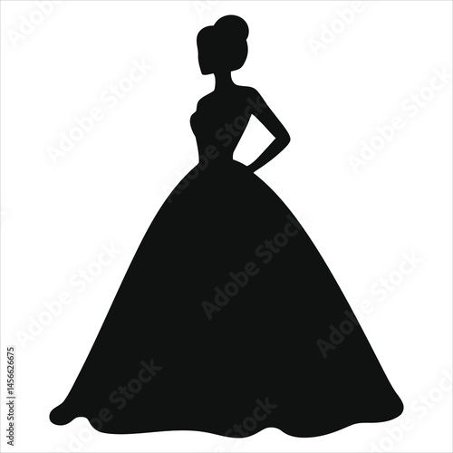 Vector Silhouette of a Woman in a Ball Gown...