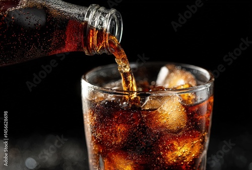 Wallpaper Mural Closeup of cola being poured into a glass filled with ice, showing sparkling bubbles and rich color, perfect for drink ads, menu design, or refreshing concept visuals Torontodigital.ca