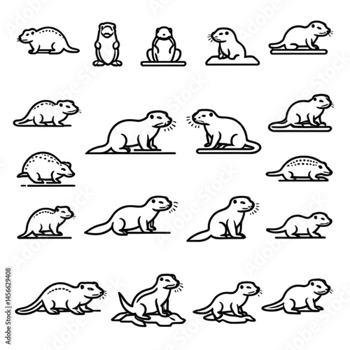 カワウソとプレーリードッグのアイコン｜Otters and Prairie Dogs Icons