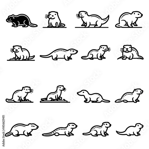 カワウソとプレーリードッグのアイコン｜Otters and Prairie Dogs Icons