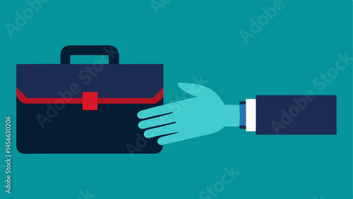 Handoff Motion A closeup of a gloved hand passing the briefcase to another person with emphasized motion lines to convey the rapidity of the exchange.