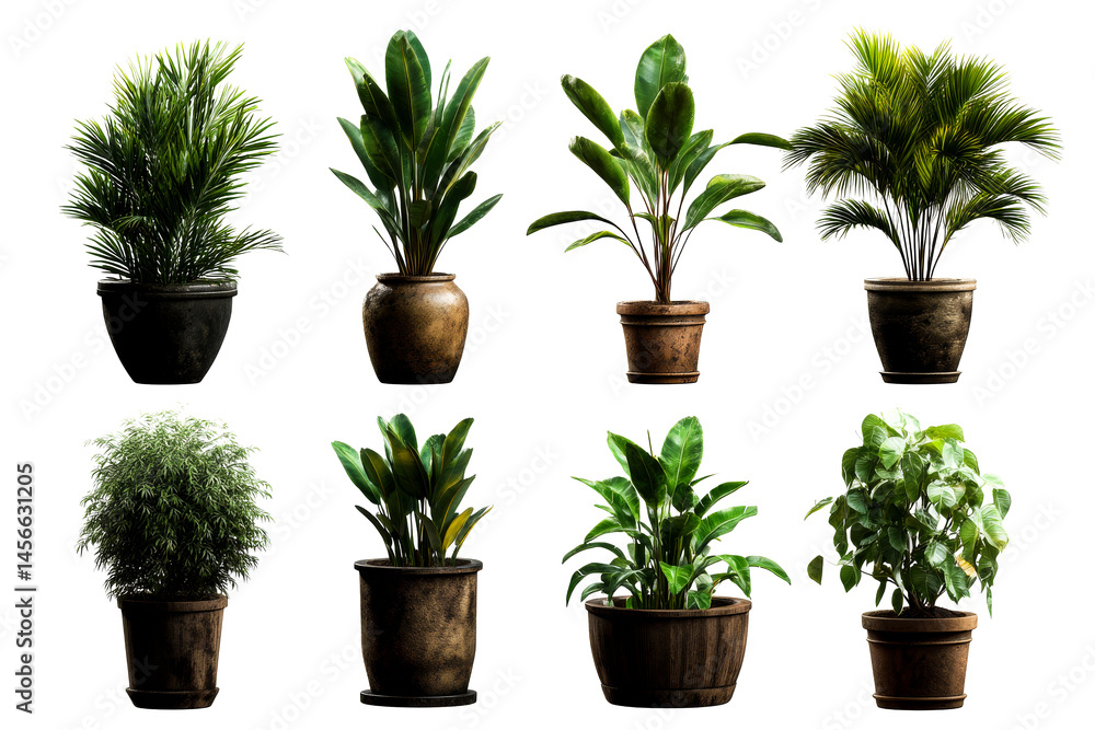 Collection of indoor plants in decorative pots for home decor Collection of indoor plants in decorative pots for home decor