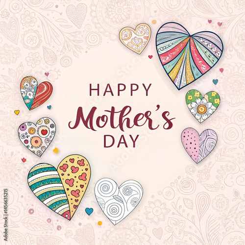 happy mothers day hearts celebration card design