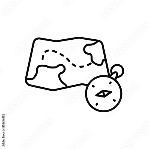 Map and Compass vector icons stock illustration