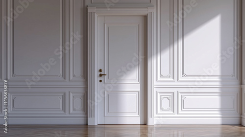 Wallpaper Mural Minimal White Door in Empty Bright Room with Shadows
 Torontodigital.ca