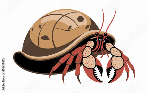 Detailed Hermit Crab Illustration with Intricate Shell Design Artwork