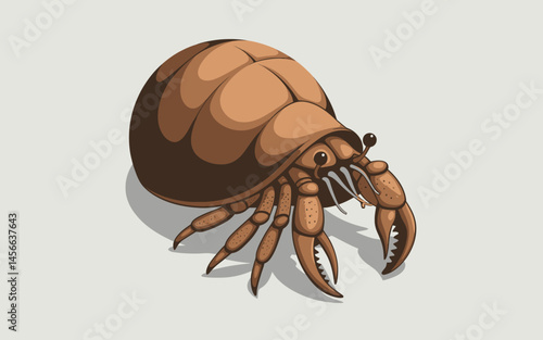 Pixel Art Hermit Crab Illustration Isolated on White Background
