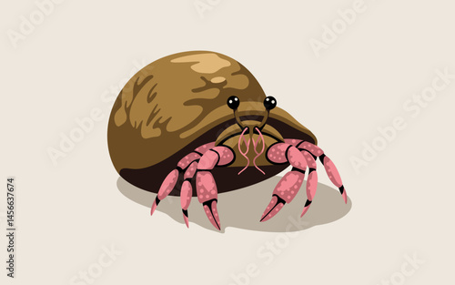 Pixel Art Hermit Crab Illustration Cute Pink Claws