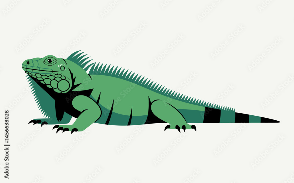 Fototapeta premium Green Iguana Vector Illustration Isolated On A White Background
