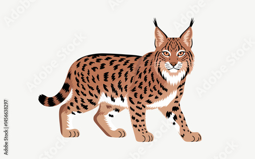 Eurasian Lynx Pixel Art Detailed Illustration Isolated on White