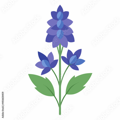Minimal Delphinium Vector on White