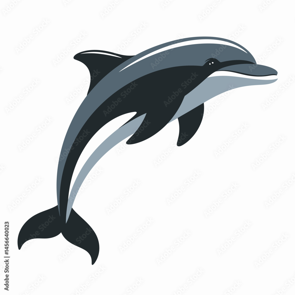 Fototapeta premium Illustration of a Dolphin Leaping Out of the Water