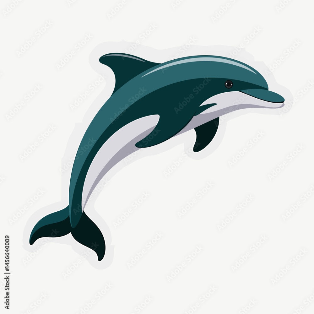 Naklejka premium Cheerful Leaping Dolphin Illustration Aquatic Marine Life Vector