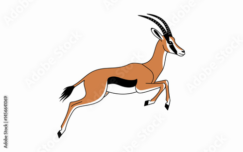 Leaping Gazelle Vector Illustration Wild African Animal Isolated