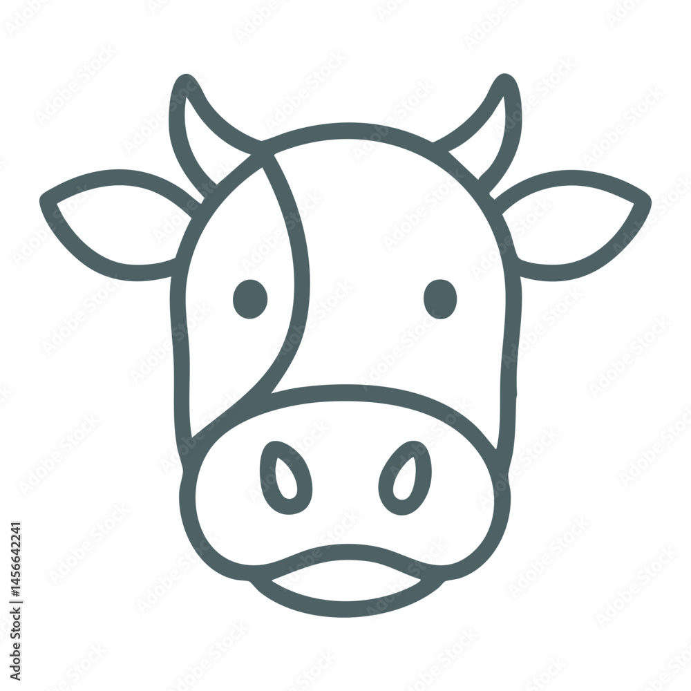 Cute cow face in outline vector style with big eyes. Cute cow face in outline vector style with big eyes.