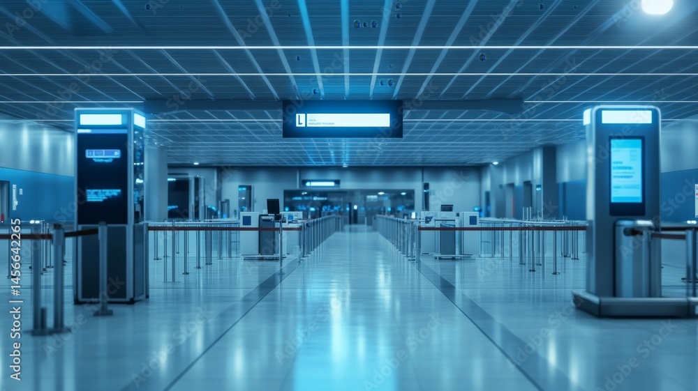 Fototapeta premium Advanced ai technology at airport security scanning center enhances traveler experience and safety measures
