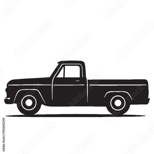 chevy c10 truck industry logo silhouette- isolated white background showing from side. Best for truck industry, badge, emblem, icon, sticker design.