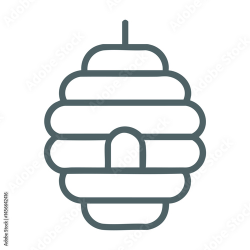Cartoon beehive in outlined style with minimal vector design.