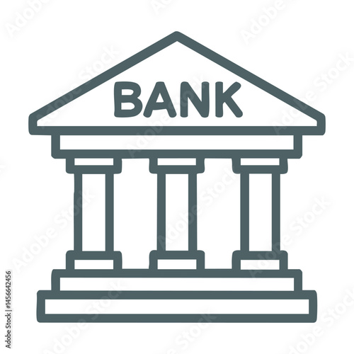 Outlined bank building with pillars in vector format.