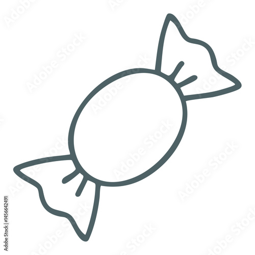 Wrapped candy outline in simple vector illustration.