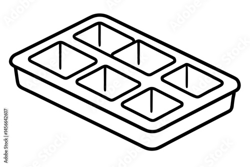 Ice Cube Tray Line Art Vector Illustration