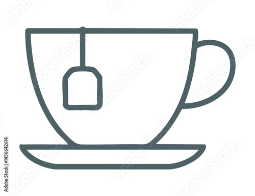 Outlined teacup with hanging bag in vector illustration.
