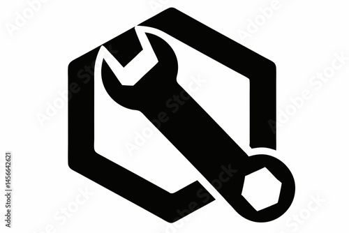 Hex Wrench Key Silhouette Vector Illustration 