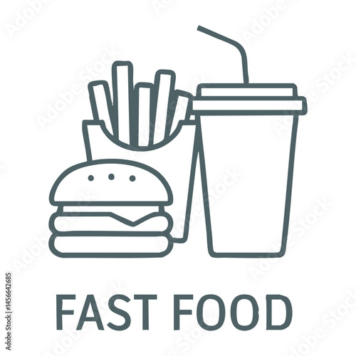 Burger, fries, and soda combo in vector fast food icon.