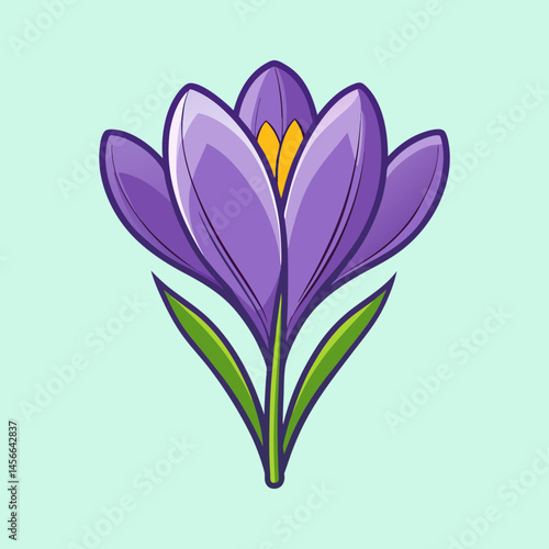 A Vibrant Purple Crocus Flower Blooming in Springtime