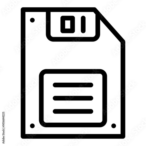 Floppy Disk Vector Line Icon Design