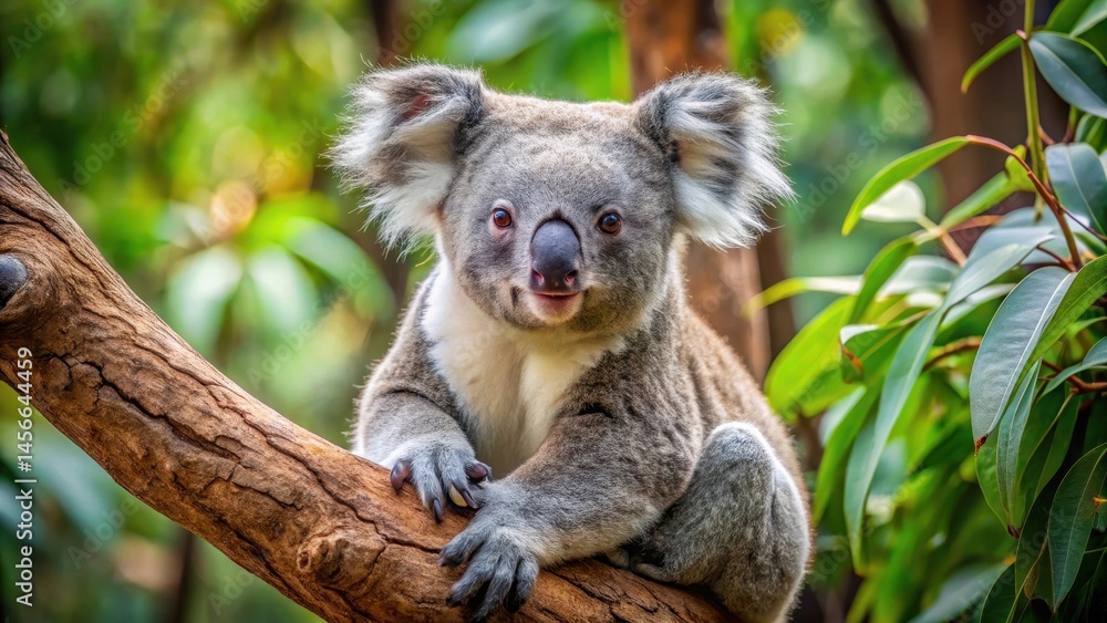 Obraz premium Adorable Koala in Tree at Zoo de Beauval, animal lover, cute animal, animal lover, cute animal, de Beauval, wildlife