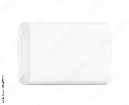 Realistic wrap packaging for bar soap mockup. Vector illustration isolated on white background. Easy to use for presentation your product, idea, design. EPS10.