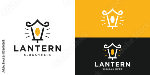 Creative simple lantern logo template. Simple porchlight logo design vector illustration.