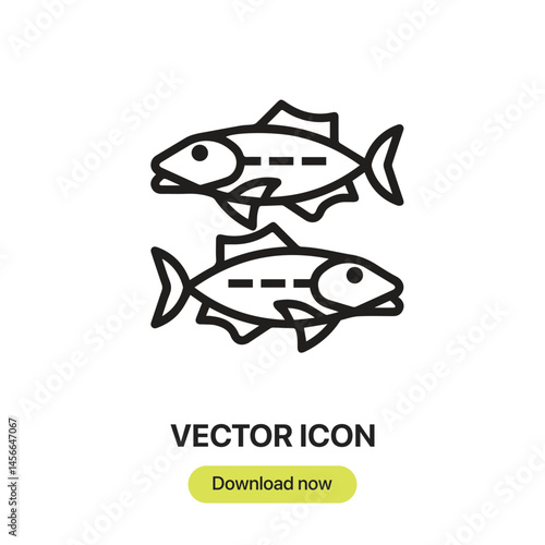 Sardine icon vector. Linear-style sign for mobile concept and web design. Sardine symbol illustration. Pixel vector graphics - Vector.	
