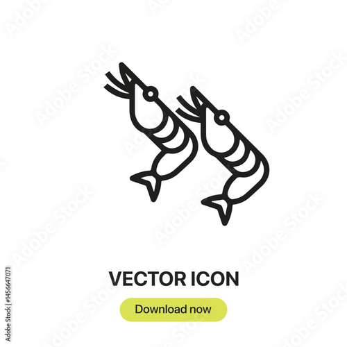 Shrimp icon vector. Linear-style sign for mobile concept and web design. Shrimp symbol illustration. Pixel vector graphics - Vector.	