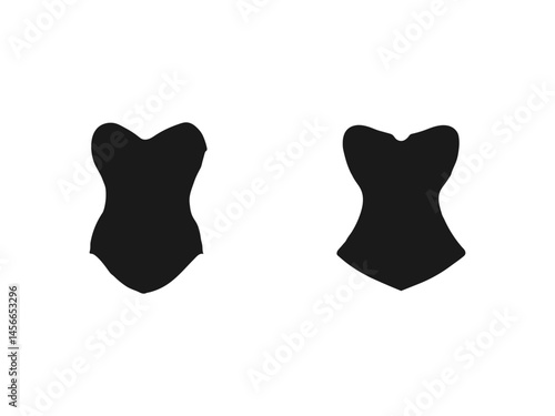 Corset silhouette vector art white background. Lace women's underwear, boudoir style, corset, bodysuit, bra vector illustration.