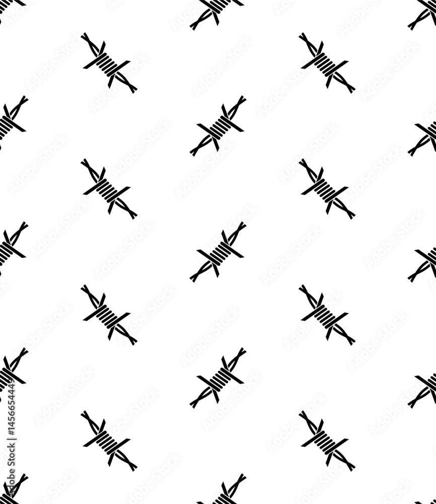 Barbed Wire Icon Seamless Pattern, Sharp Barbed Wire Barbed Wire Icon Seamless Pattern, Sharp Barbed Wire