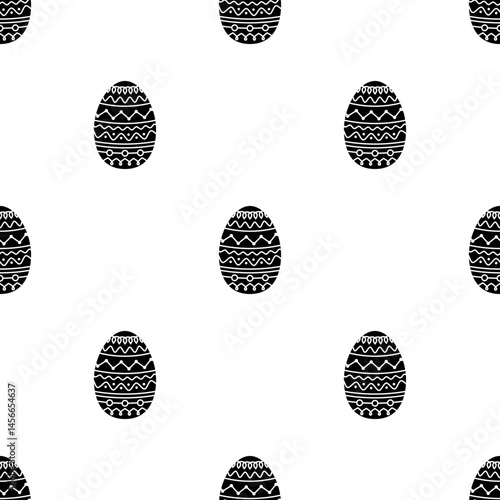 Easter Egg Icon Seamless Pattern, Paschal Egg Icon, Decorated Easter Gift