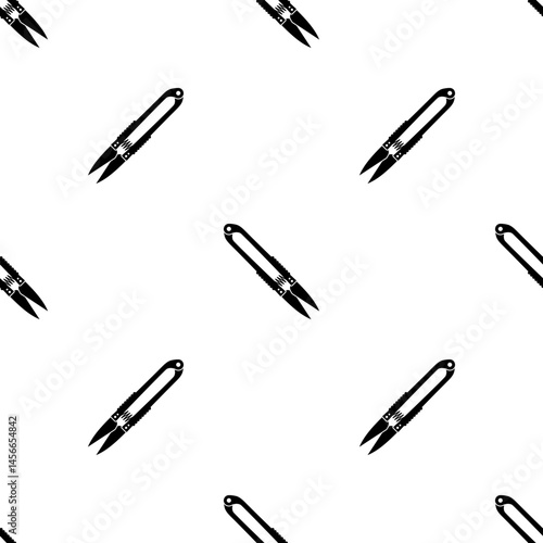 Yarn Shear Icon Seamless Pattern, Cross Stitch Scissors, U Shape Tailor Scissors