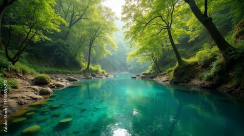 High-resolution stock photo of unspoiled wilderness, devoid of pollution, showcasing a serene and pristine natural environment, with lush greenery, majestic trees, and crystal-clear water