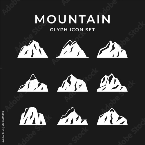 Set glyph icons of mountains
