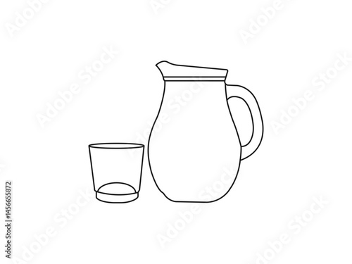 Glass and Water jug outline icon. Outline water jug vector icon. sign for mobile concept and web design. water jug icon line isolated on clean background for your web mobile app logo design.