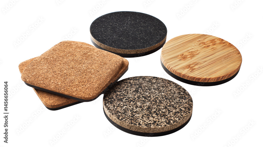 a group of four coasters sitting on top of a table a group of four coasters sitting on top of a table