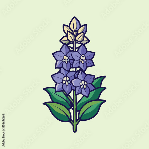 Beautiful Purple Delphinium Flower Illustration Botanical Art Nature Graphic Design
