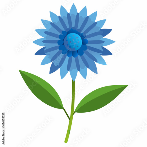 Bachelor’s Button Vector on White Background