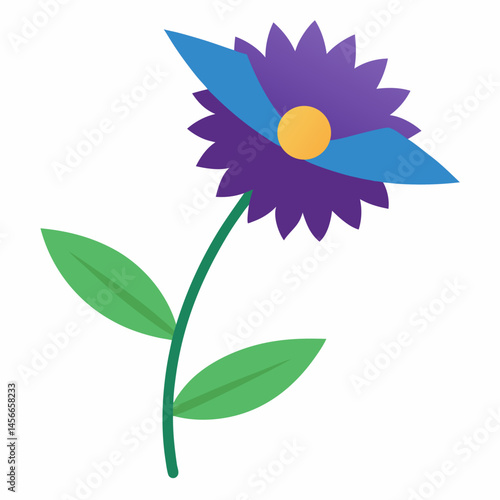 Bachelor’s Button Vector on White Background