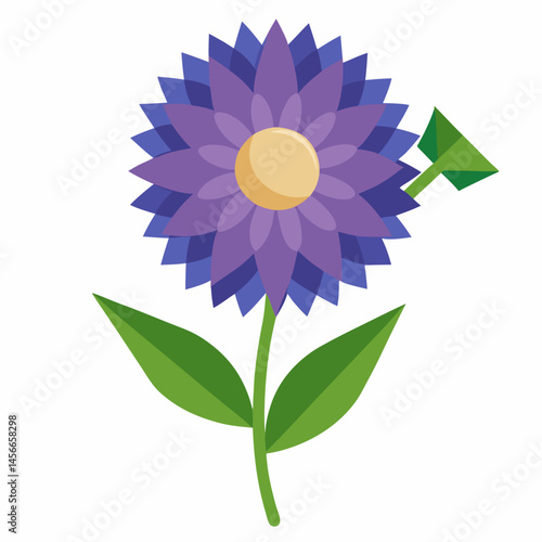 Bachelor’s Button Vector on White Background
